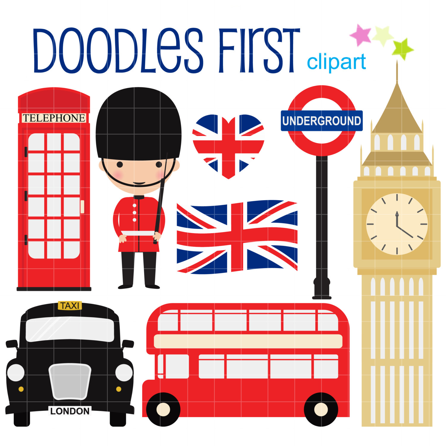 1500x1500 London Collection Digital Clip Art For Scrapbooking Card