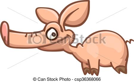 450x275 Funny Cartoon Pig With Long Snout, Vector, Isolated On White Clip