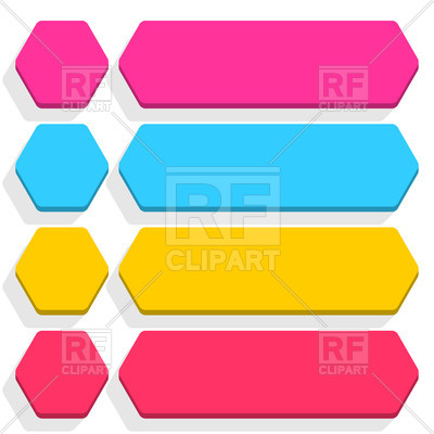 400x400 Hexagonal And Long Hexagonal Flat Buttons Royalty Free Vector Clip