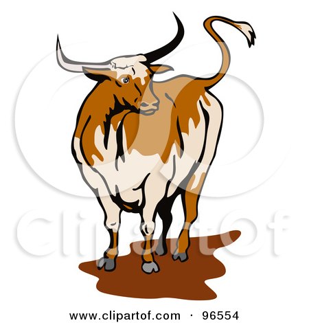 450x470 Royalty Free (Rf) Clipart Illustration Of A Texas Longhorn Bull
