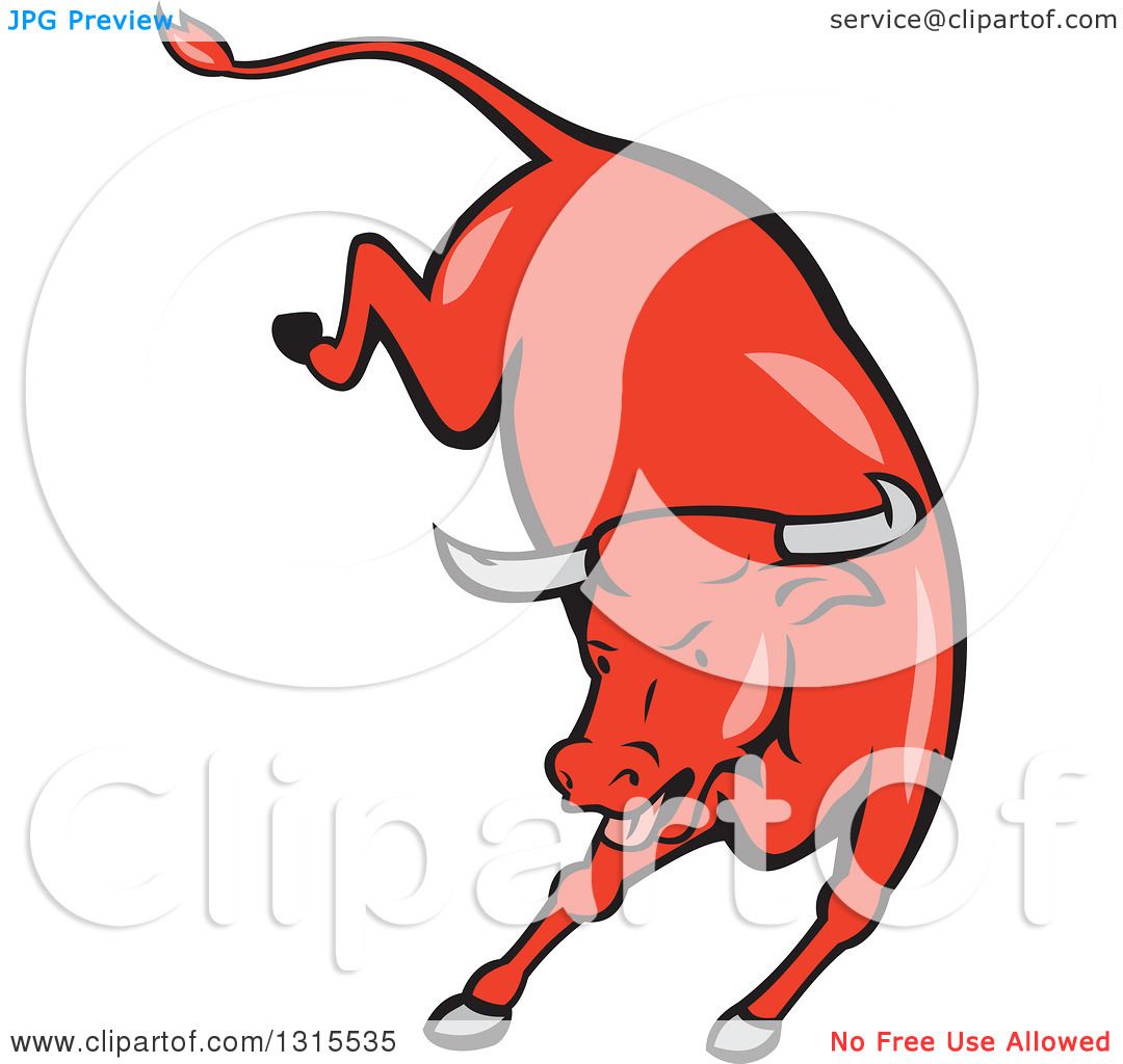 1080x1024 Clipart Of A Retro Cartoon Styled Running Red Texas Longhorn Bull