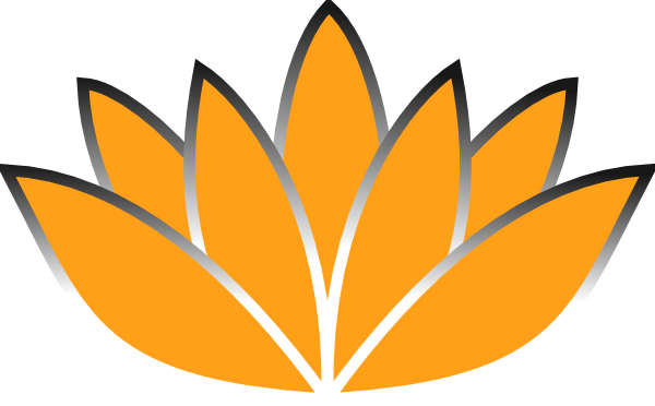 600x372 Orange Lotus Flower Silver Trim Clip Art