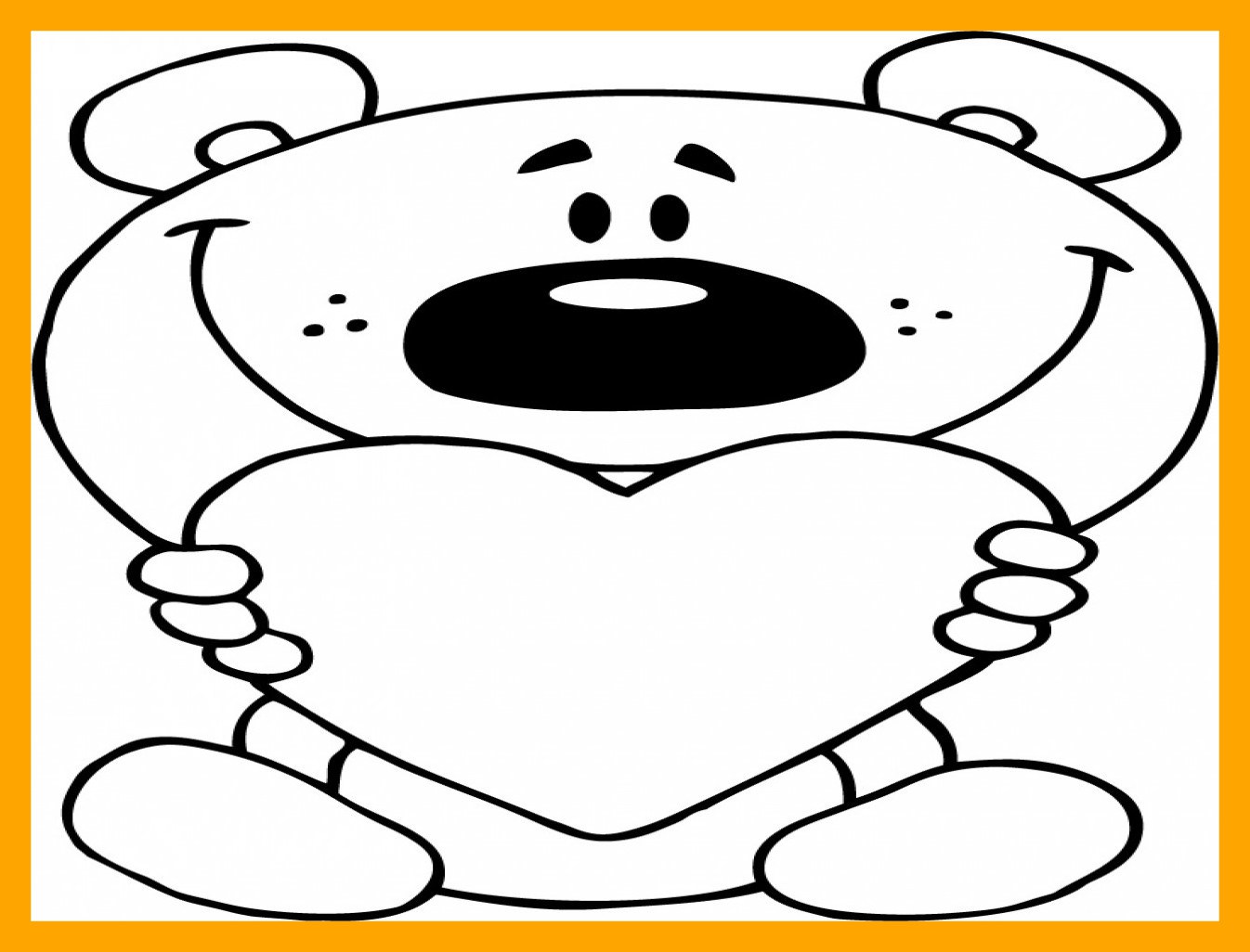 1346x1026 Appealing Cartoon Heart Coloring Love Page Of Teddy Bear Holding