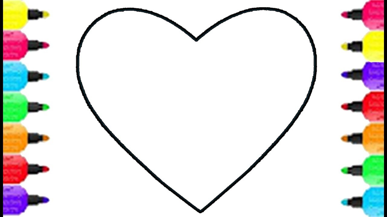 1280x720 Heart Shape Coloring Pages Colorful Flower With Marker Pen