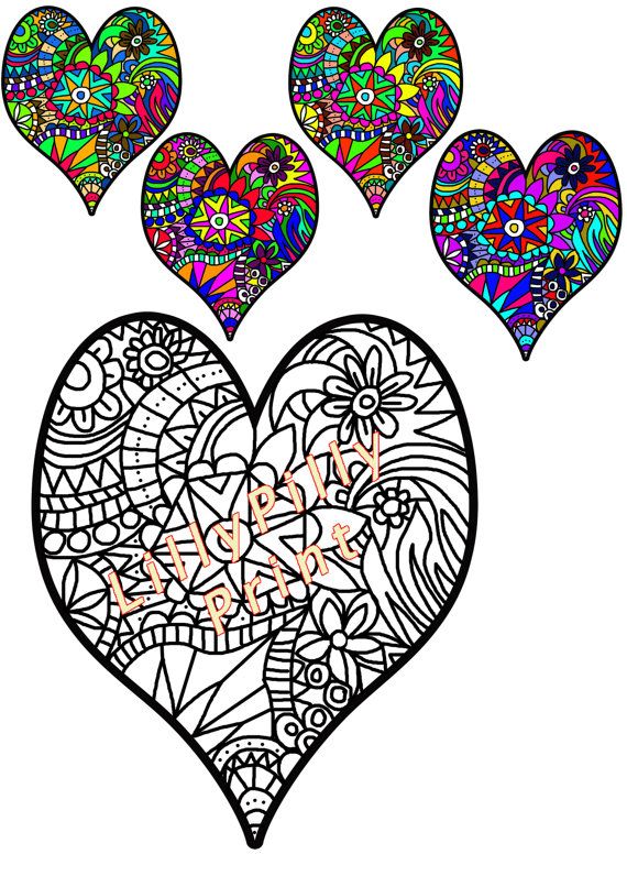 570x806 Heart Colouring In Page Coloring For Adults By Lillypillyprint