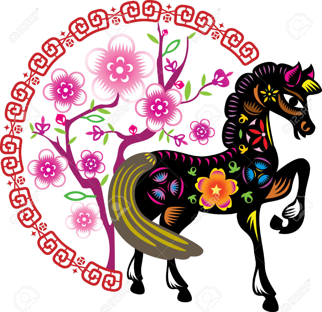 1300x1260 Flower Horse Clipart