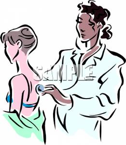 261x300 Clip Art Image A Black Doctor Listening To A Patient's Lungs