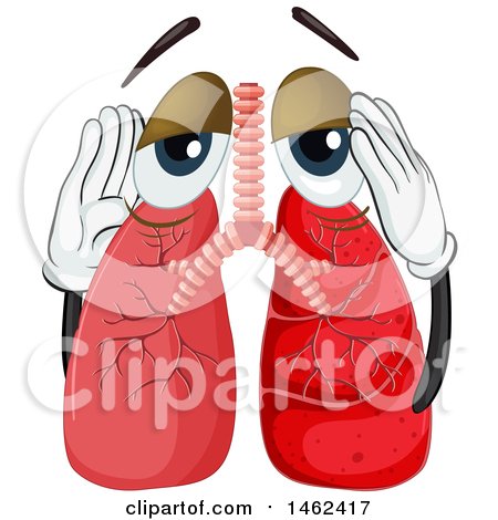 450x470 Clipart Of A Sick Human Lungs Mascot With Pneumonia