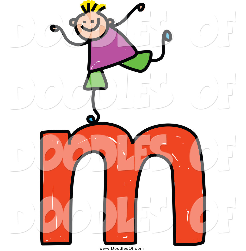 1024x1044 Vector Clipart Of A Doodled Boy On A Lowercase Letter M By Prawny