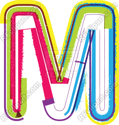382x400 Colorful Grunge Letter M On White Background Royalty Free Vector