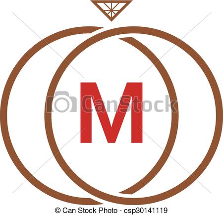 450x433 M Letter Ring Diamond Logo. Logo Template Vector Clip Art