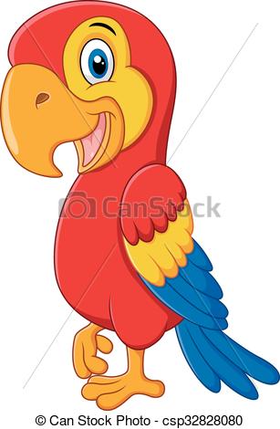 307x470 Vector Illustration Of Cute Macaw Bird Cartoon Posing Vector