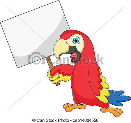 450x421 Vector Illustration Of Macaw Bird Cartoon With Blank Sign Clipart