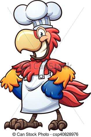 314x470 Chef Macaw. Chef Cartoon Macaw. Vector Clip Art Illustration