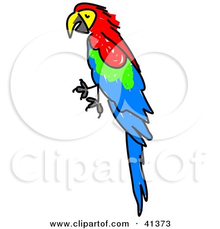 450x470 Clipart Illustration Of A Perched Red, Green And Blue Scarlet