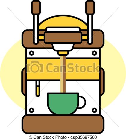 422x470 Coffee Machine Cartoon Theme Vector Art Illustration Clip Art
