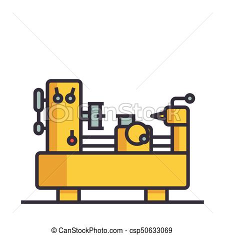 450x470 Industrial Equipment Machine Flat Line Illustration, Concept