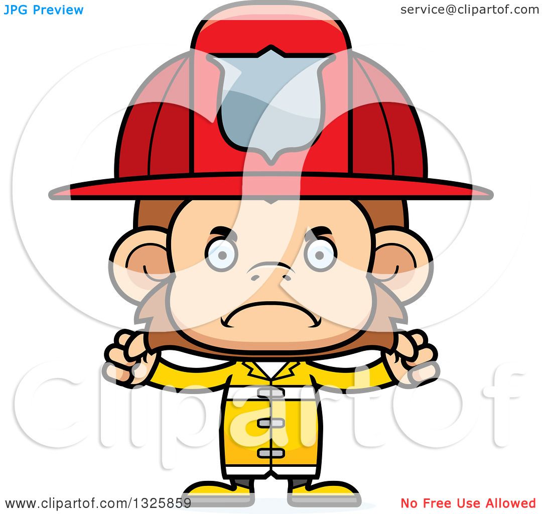 1080x1024 Clipart Of A Cartoon Mad Monkey Firefighter