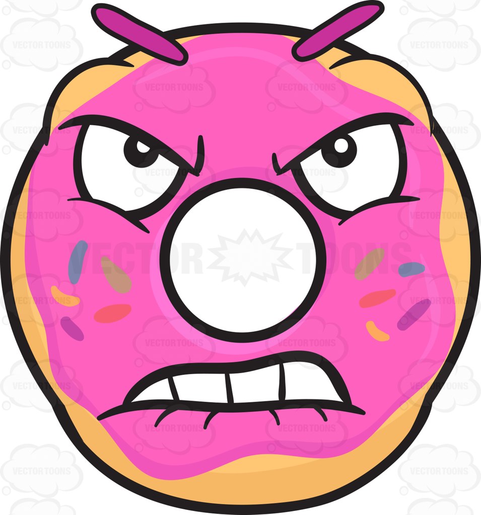 955x1024 Mad And Very Furious Donut Emoji Cartoon Clipart Vector Toons