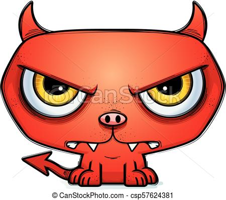 450x397 Mad Little Cartoon Devil. A Cartoon Illustration Of A Little