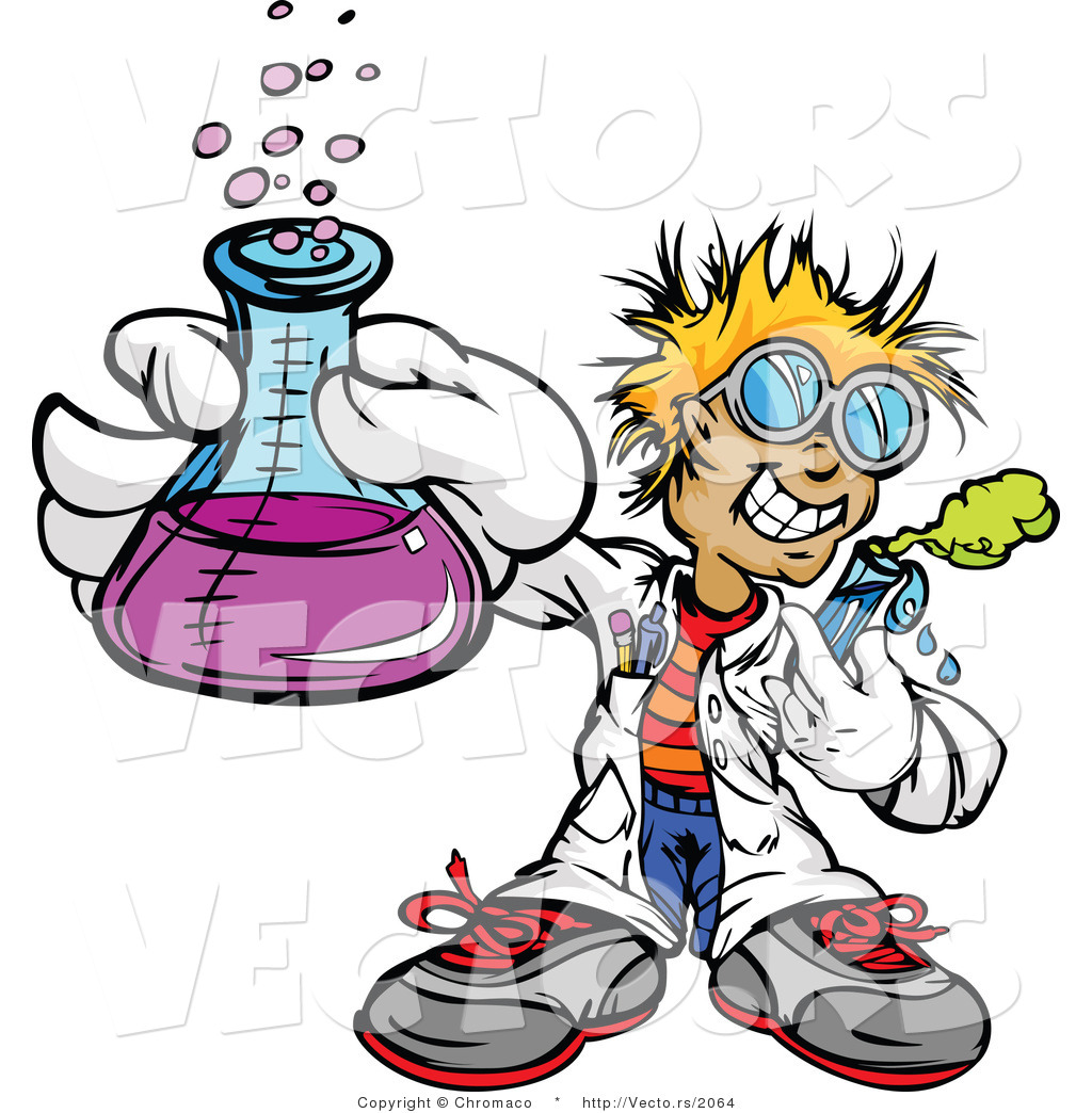 1024x1044 Cartoon Vector Of A Friendly Scientist Holding A Flask And Test