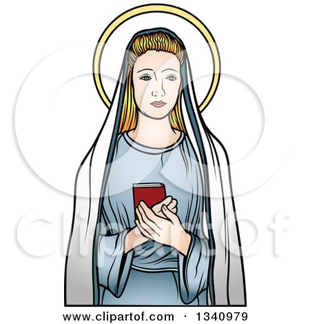 450x470 Clipart Of The Blessed Virgin Mary In A Blue And White Circle
