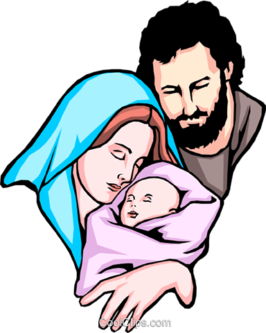 384x480 Jesus, Mary And Joseph Royalty Free Vector Clip Art Illustration