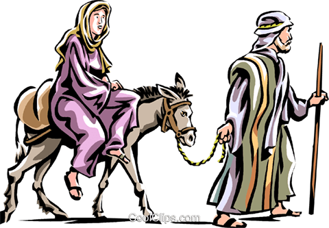 480x333 Mary And Joseph Headed To Bethlehem Royalty Free Vector Clip Art