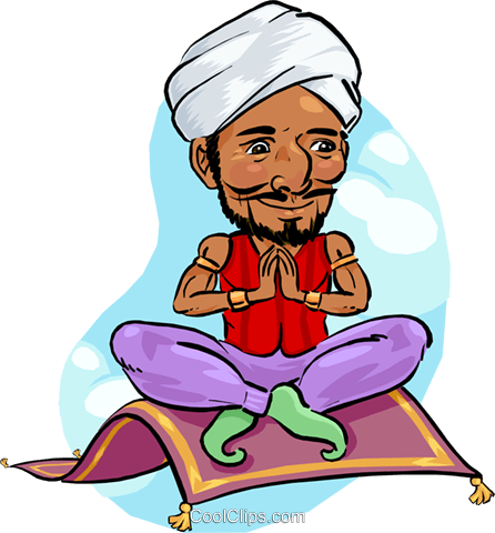 446x480 Genie On Magic Carpet Royalty Free Vector Clip Art Illustration