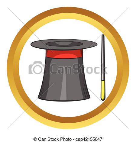 450x470 Magic Hat Wand Vector Icon, Cartoon Style. Magic Hat