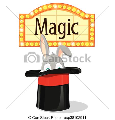 450x470 Rabbit In A Magic Hat Vector Clip Art