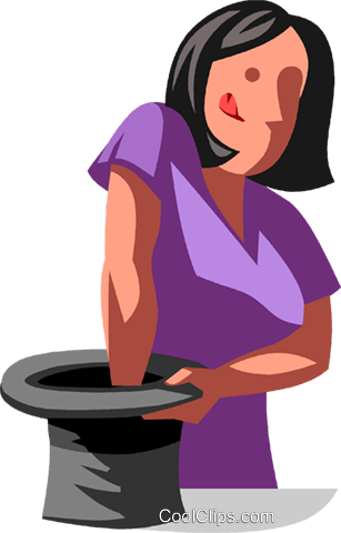 307x480 Woman And Her Magic Hat Royalty Free Vector Clip Art Illustration