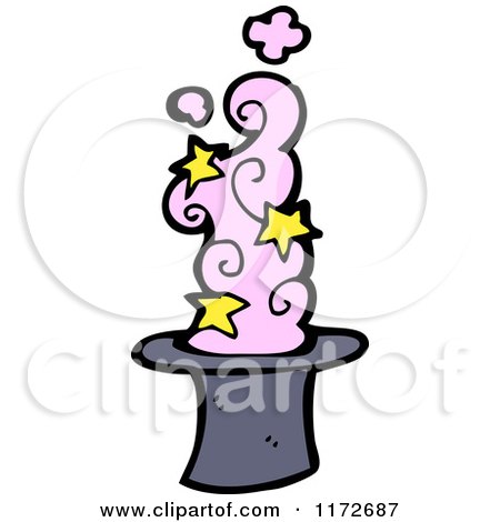 450x470 Cartoon Of A Magic Hat With Stars And Pink Smoke