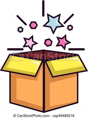 349x470 Magic Box With Stars Icon, Cartoon Style. Magic Box With Vector