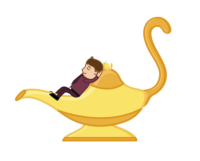 680x550 Download Free Businessman Sleeping On Magic Lamp Vector Illustration