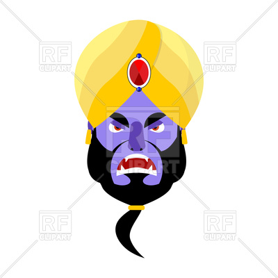 400x400 Angry Genie Head On White Background Royalty Free Vector Clip Art