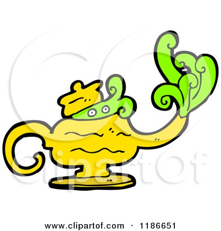 450x470 Cartoon Of A Magic Lamp With Genie