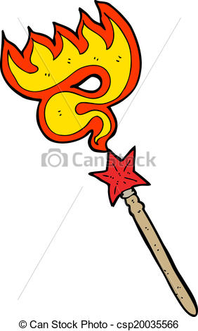 282x470 Cartoon Magic Wand Casting Fire Spell Clip Art Vector