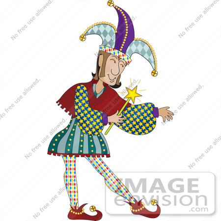 450x450 Clip Art Graphic Of A Jester In A Colorful Uniform And Hat
