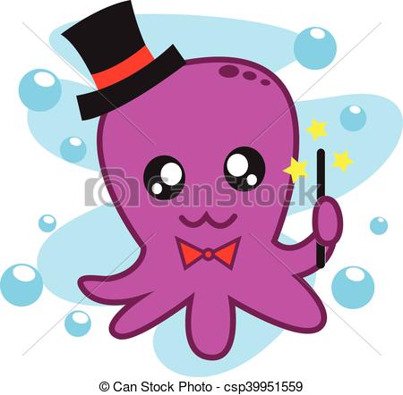 450x442 Magician Octopus Vector Art Illustration Clipart Vector