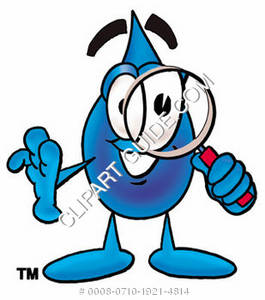 265x300 Cartoon Water Drop Character Holding A Magnifying Glass Clipart
