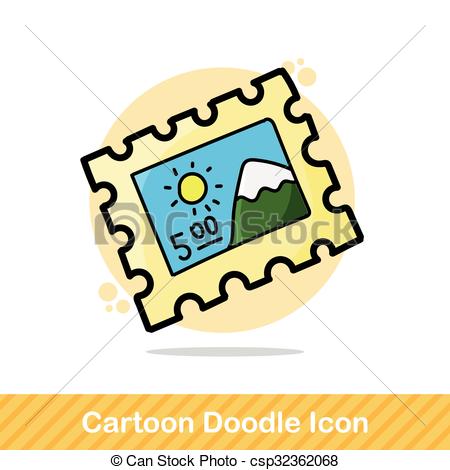 450x470 Mail Stamp Color Doodle Clip Art Vector
