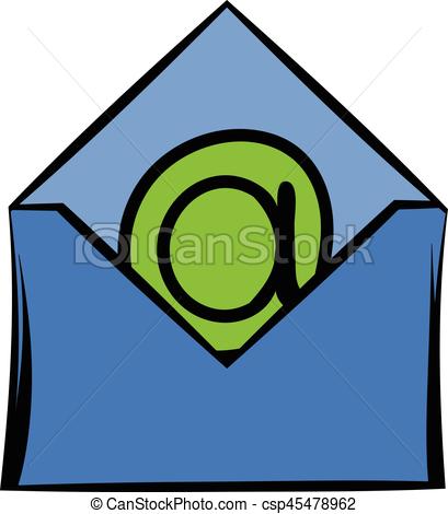 409x470 Open Envelope With E Mail Sign Icon, Icon Cartoon. Open Clip