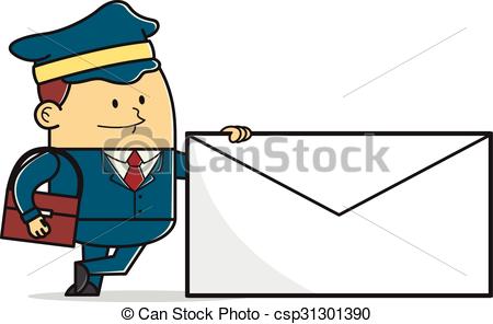 450x296 Cartoon Illustration Of A Mail Man Eps Vectors