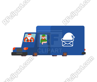 400x336 Santa Post Car. Claus And Elf Carry Mail From Children. Royalty