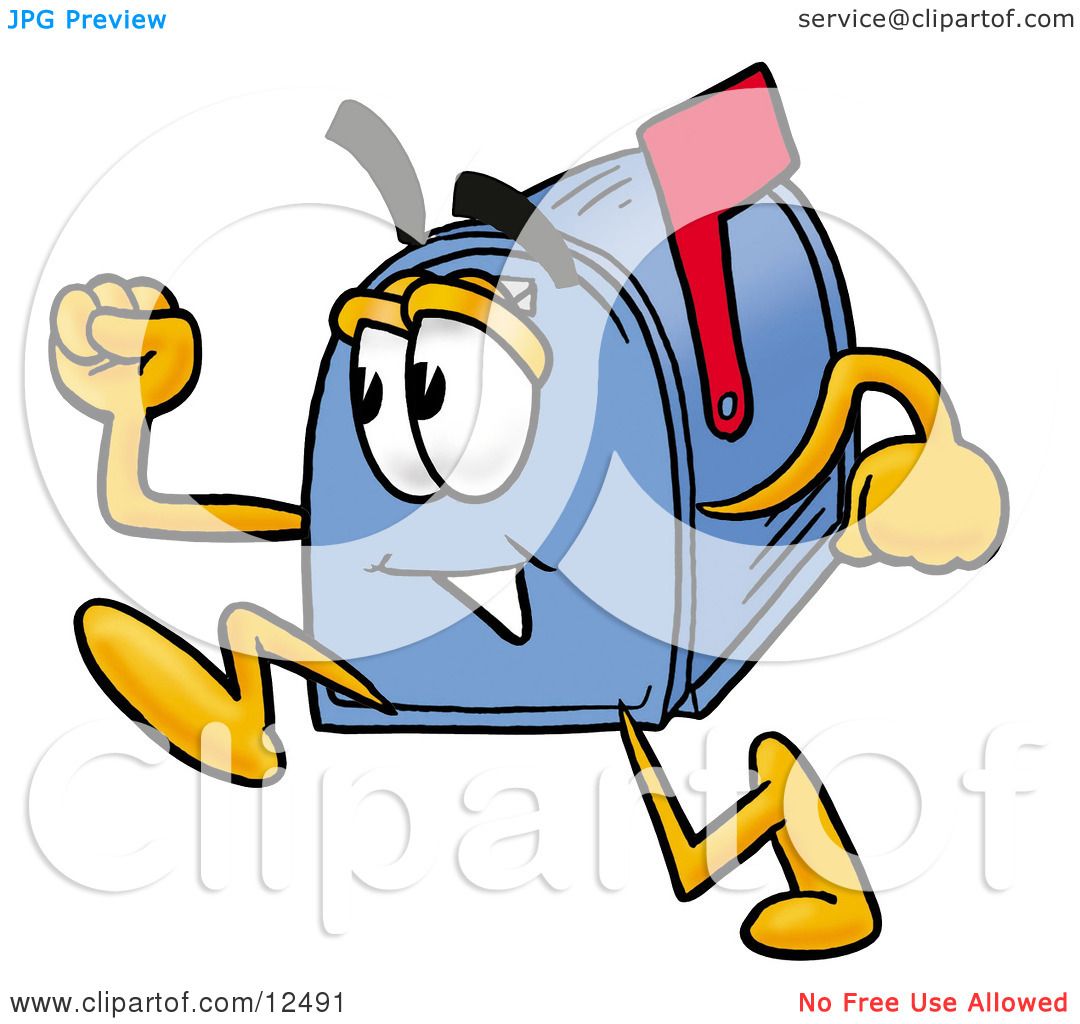 1080x1024 Clipart Picture Of A Blue Postal Mailbox Cartoon Character Running