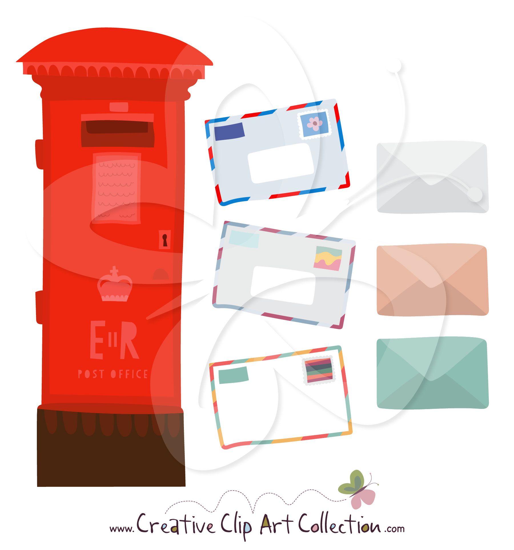 1800x1925 Red Mailbox Illustration Clipart Set By Creative Clip Art