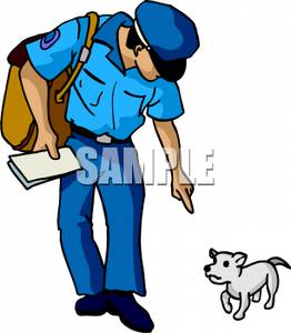 262x300 Clip Art Image A Mailman Telling A Dog To Stay