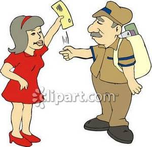 300x290 Clipart Picture Of A Mailman Delivering A Letter To An Excited Girl