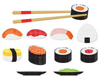 340x270 Majestic Sushi Clipart Clip Art Etsy